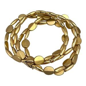 New Gold Tone Stretch Bracelet Multi Strand Design - 5L